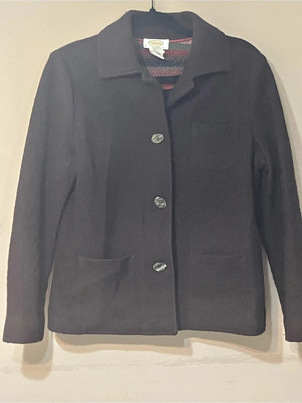 Talbots Wool Striped Blazer in Black & Multicolor